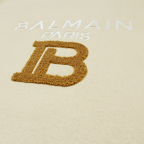 Balmain Towel Embroidered Stone Sweatshirt